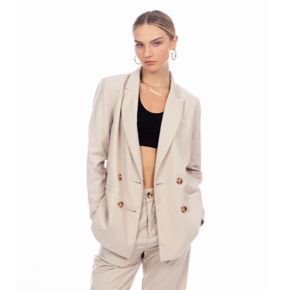 Women's Double-Breasted Tan Vivienne Blazer